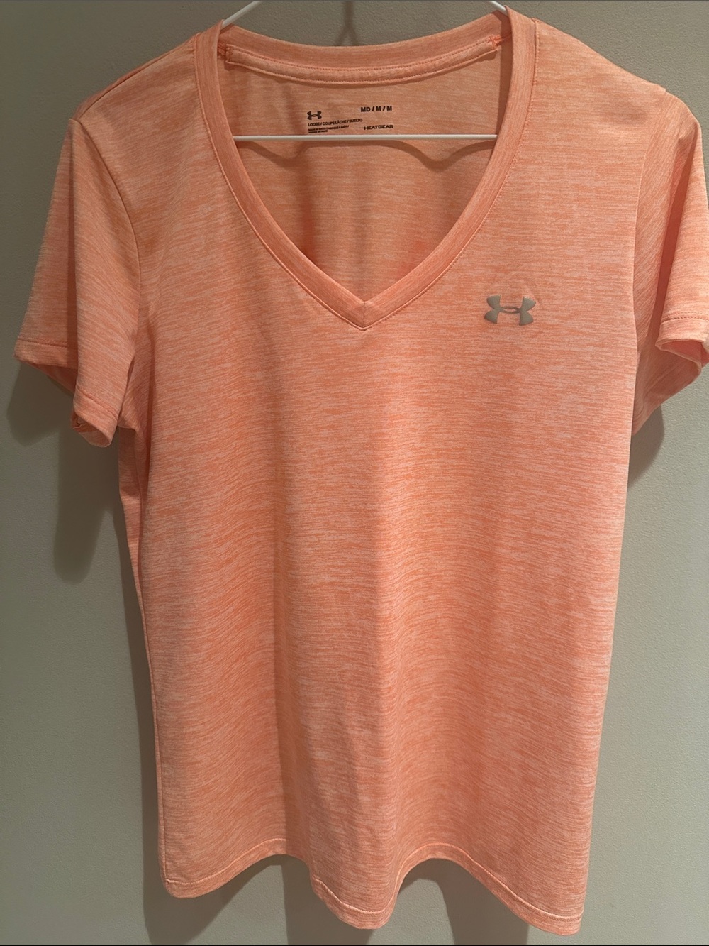 Under Armour Women's Peach Heather V-Neck Short Sleeve Top